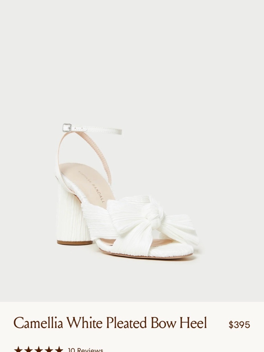 Loeffler Randall White Camelia Pleated Bow Block Heel Sandals Heels shoes 7
